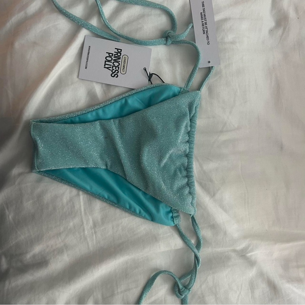 Princess Polly Shimmering Aqua Bikini Bottom BNWT